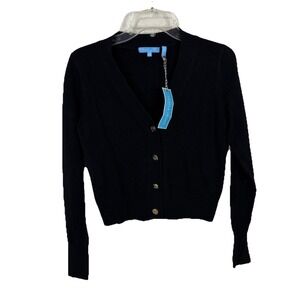 Draper James Belle Cardigan Woman Black‎ XS Cashmere Sweater 4 Button
